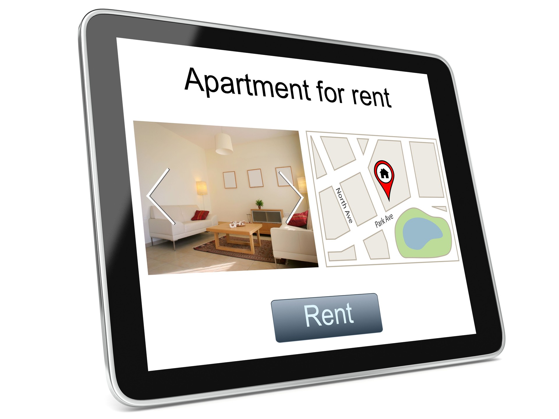 Online internet search apartment for rent tablet computer holiday home rental